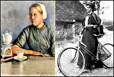 Dutch Woman and Marcia Oakes bicycling